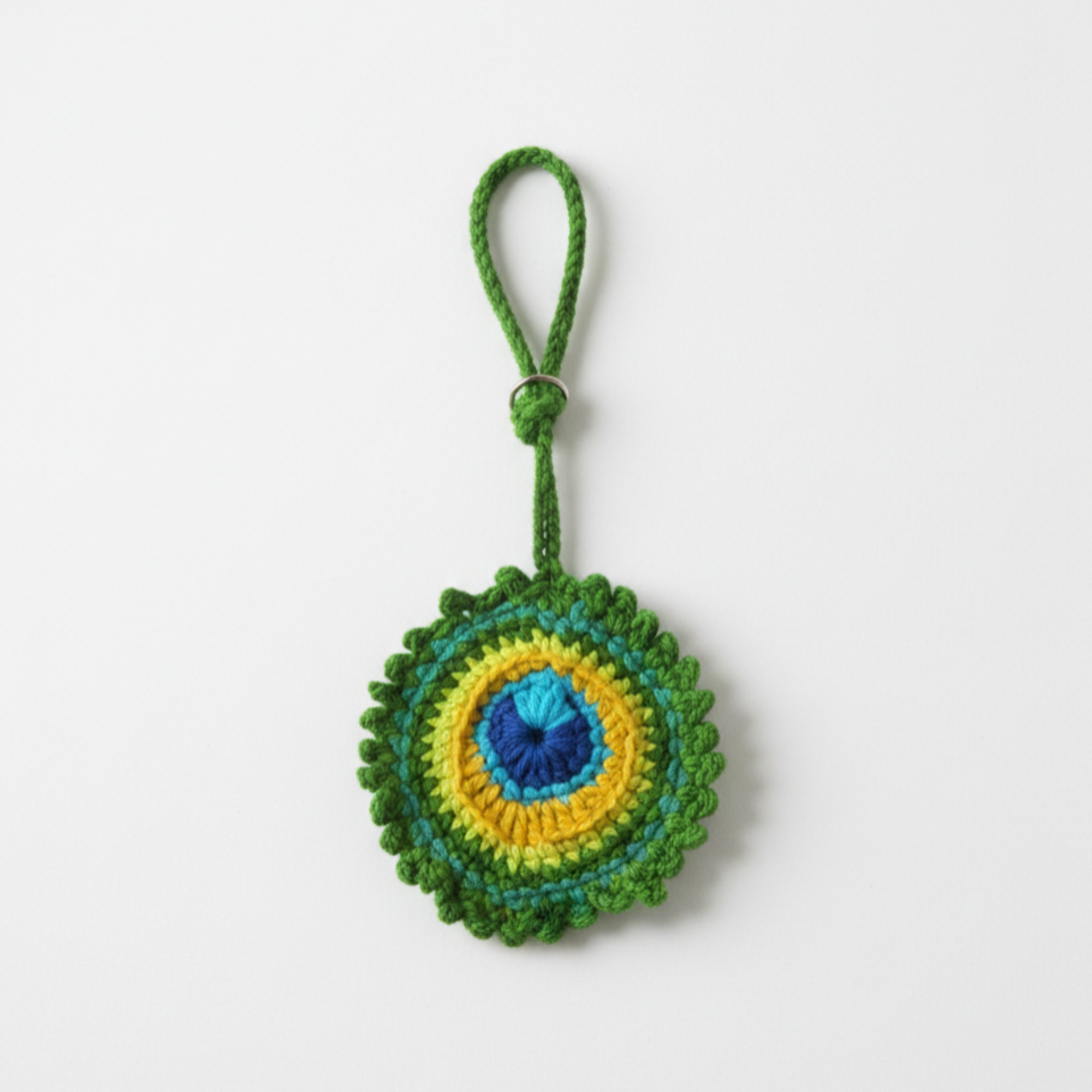 Handmade Crochet Peacock Feather Keychain & Bag Charm