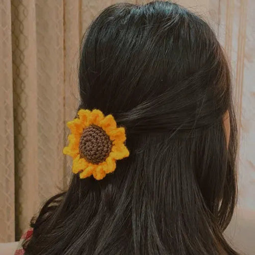 Crochet Flower Hair Ties – Sunflower, Rose & Daisy (Set of 3)