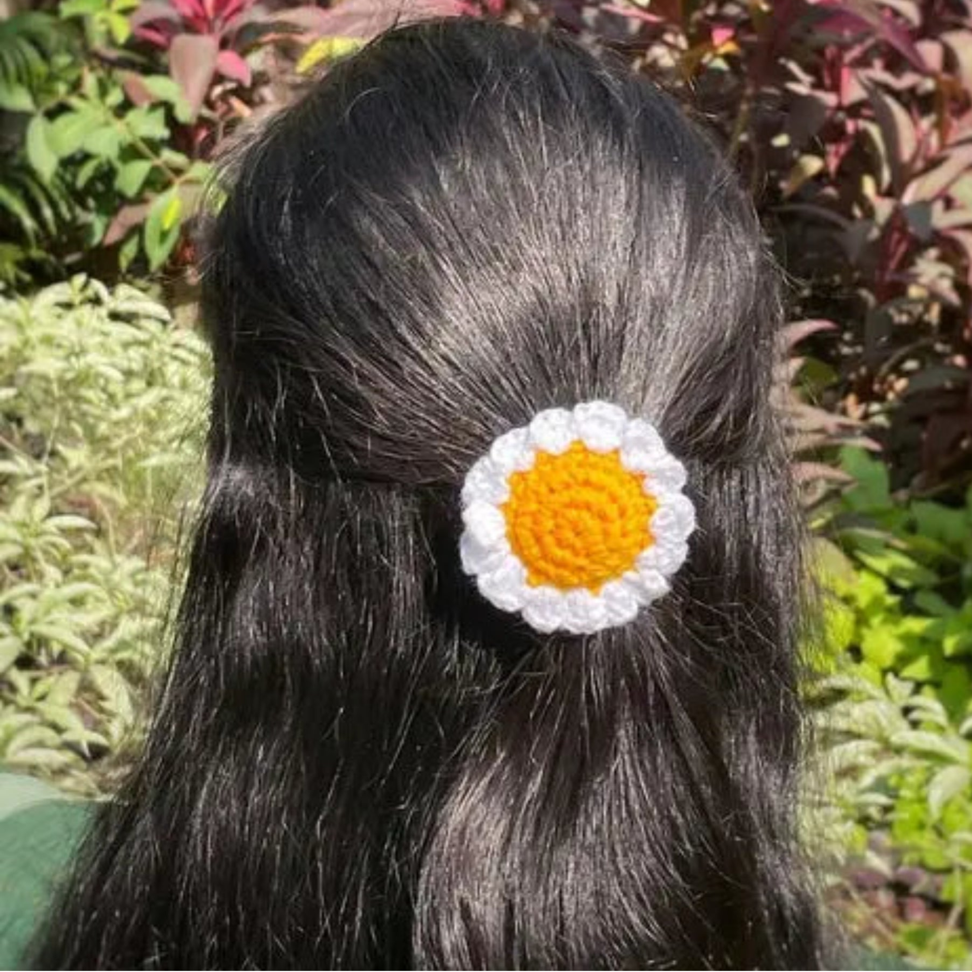 Crochet Flower Hair Ties – Sunflower, Rose & Daisy (Set of 3)